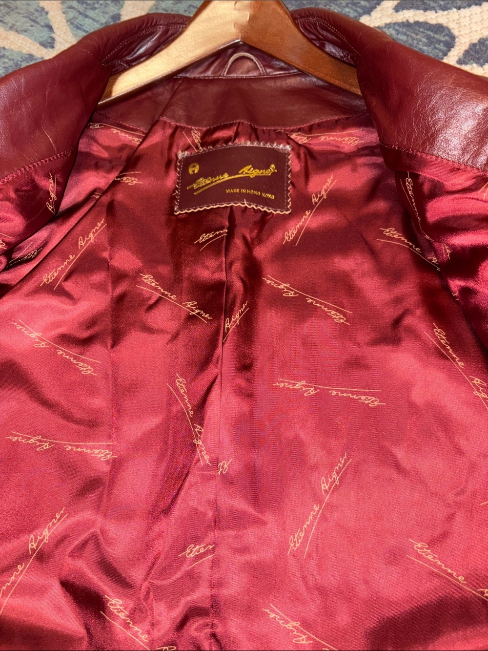 Etienne Aigner Wine Leather Blazer Jacket - Picture 4 of 9